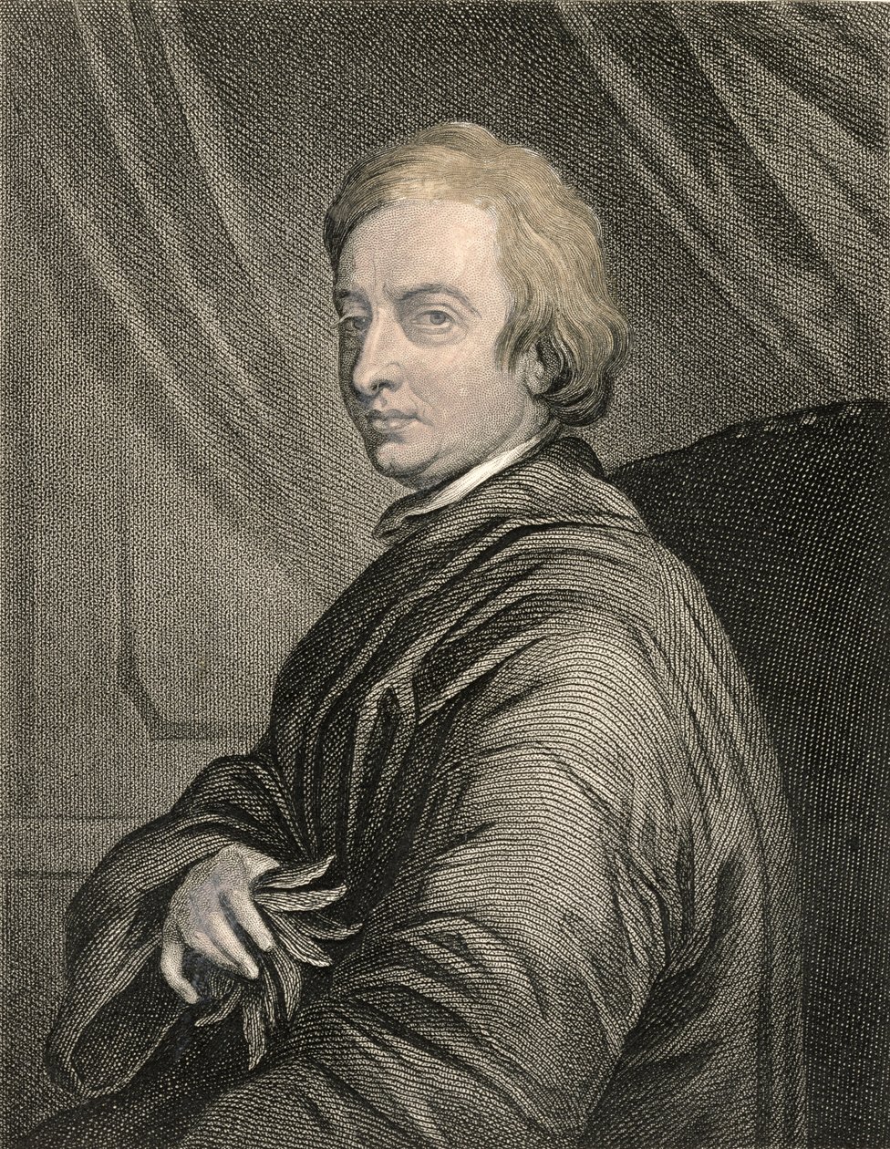 Portrett av John Dryden (1631-1700) gravert av Charles Edward Wagstaff (f.1808) pub. av William Mackenzie av Thomas Hudson
