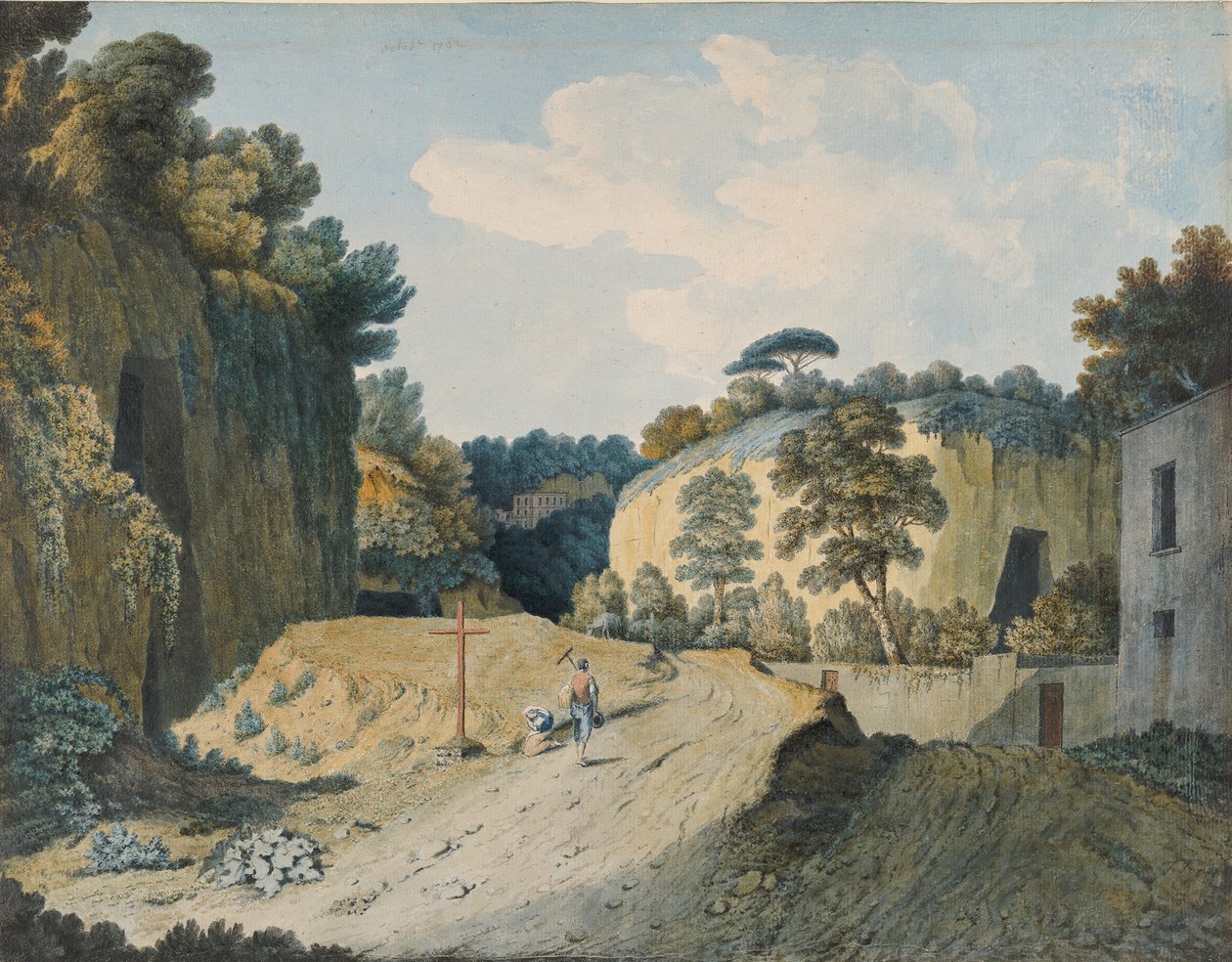 En vei i en kløft nær Napoli, 1782. av Thomas Jones