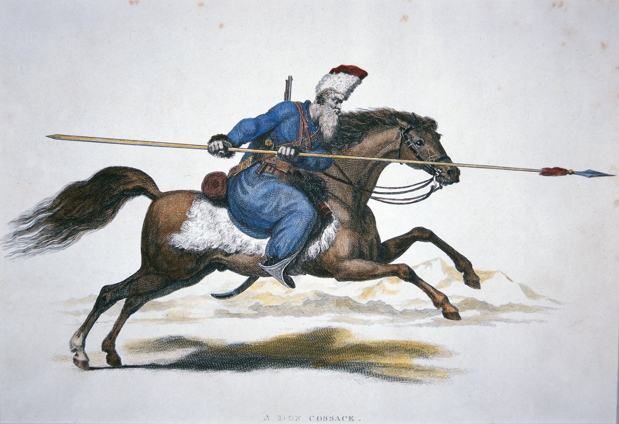Russisk Don Cossack, ca. 1820 (akvarell på papir) av Thomas Kelly