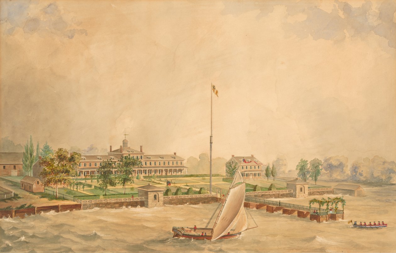 Lazaretto-karantenen, ca. 1860 (akvarell på papir) av Thomas L. Cernea