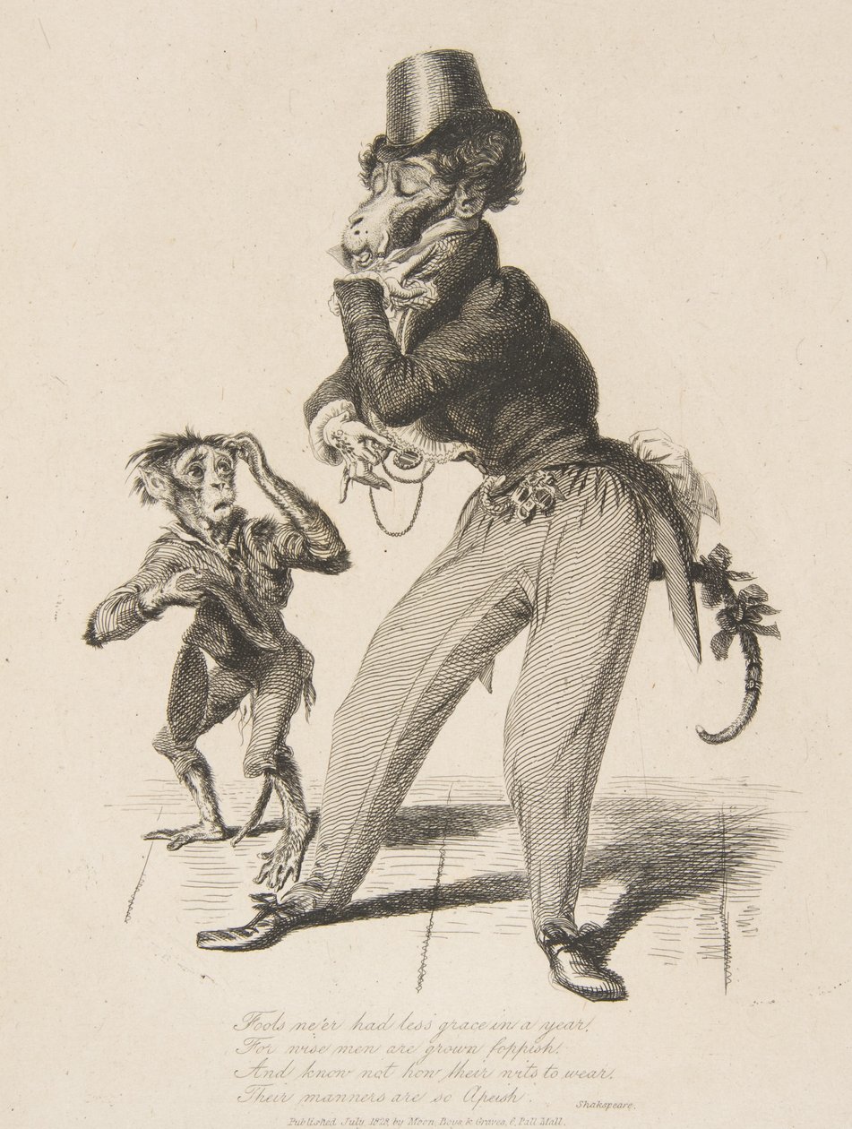 Monkey Dandy, fra Monkey-ana, eller Men in Miniature, juli 1828., juli 1828. av Thomas Landseer