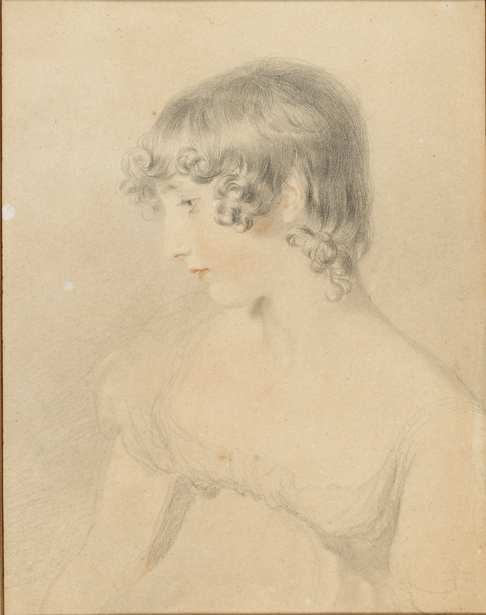 Bysteportrett av Susan Bloxam, vendt i profil til venstre, 1818 av Thomas Lawrence