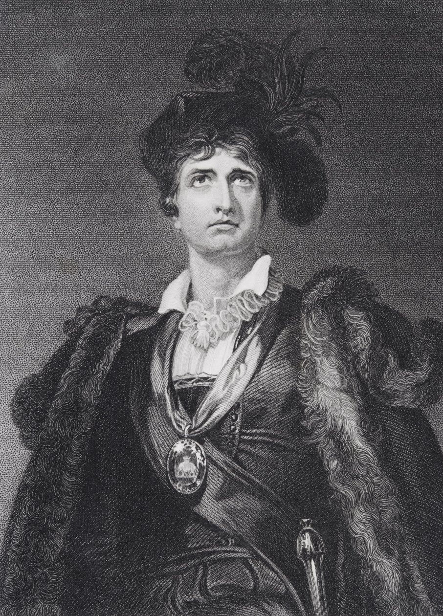 John Philip Kemble som Hamlet, gravert av G. Adcock av Thomas Lawrence