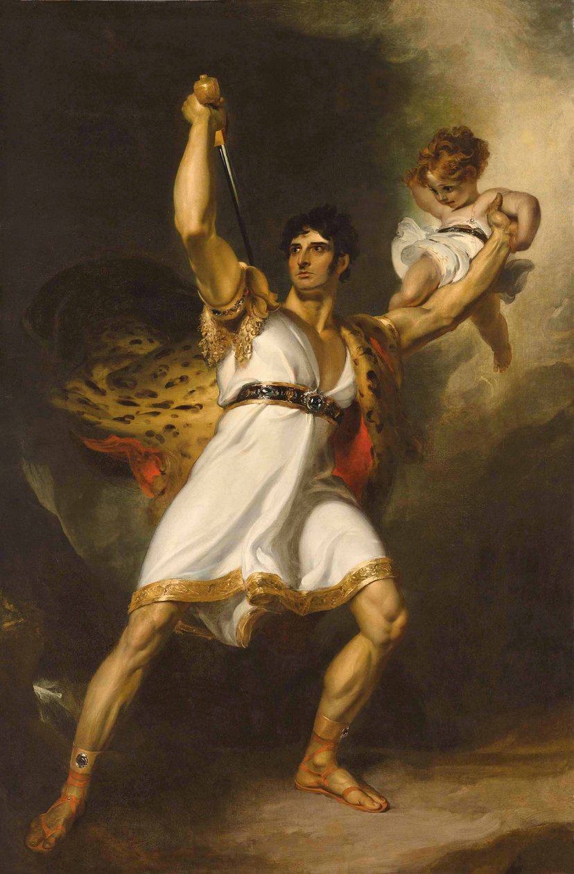 Portrett av John Philip Kemble (1757-1823), i full lengde, som Rolla fra Sheridans Pizarro (olje på lerret) av Thomas Lawrence