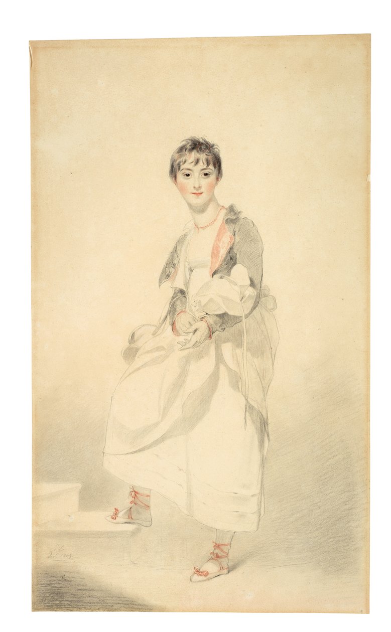 Portrett av Lady Frances Hamilton (1795-1860) (svart og rødt kritt) av Thomas Lawrence