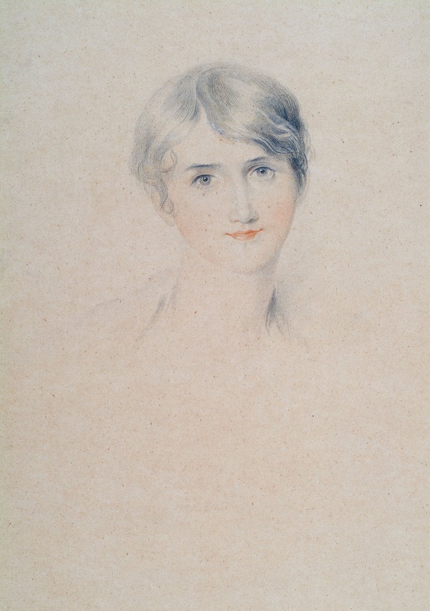 Portrett av Miss Bloxham, ca. 1800-10 (blyant og kritt på papir) av Thomas Lawrence