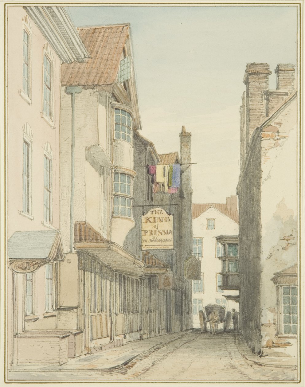 Alderskey Lane (akvarell på papir) av Thomas Leeson the Elder Rowbotham