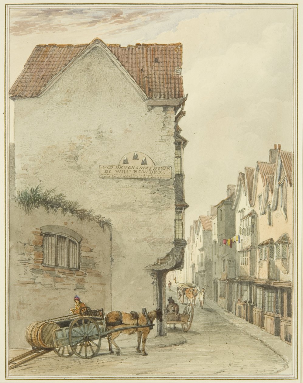 Back Street, ser sørover (akvarell på papir) av Thomas Leeson the Elder Rowbotham