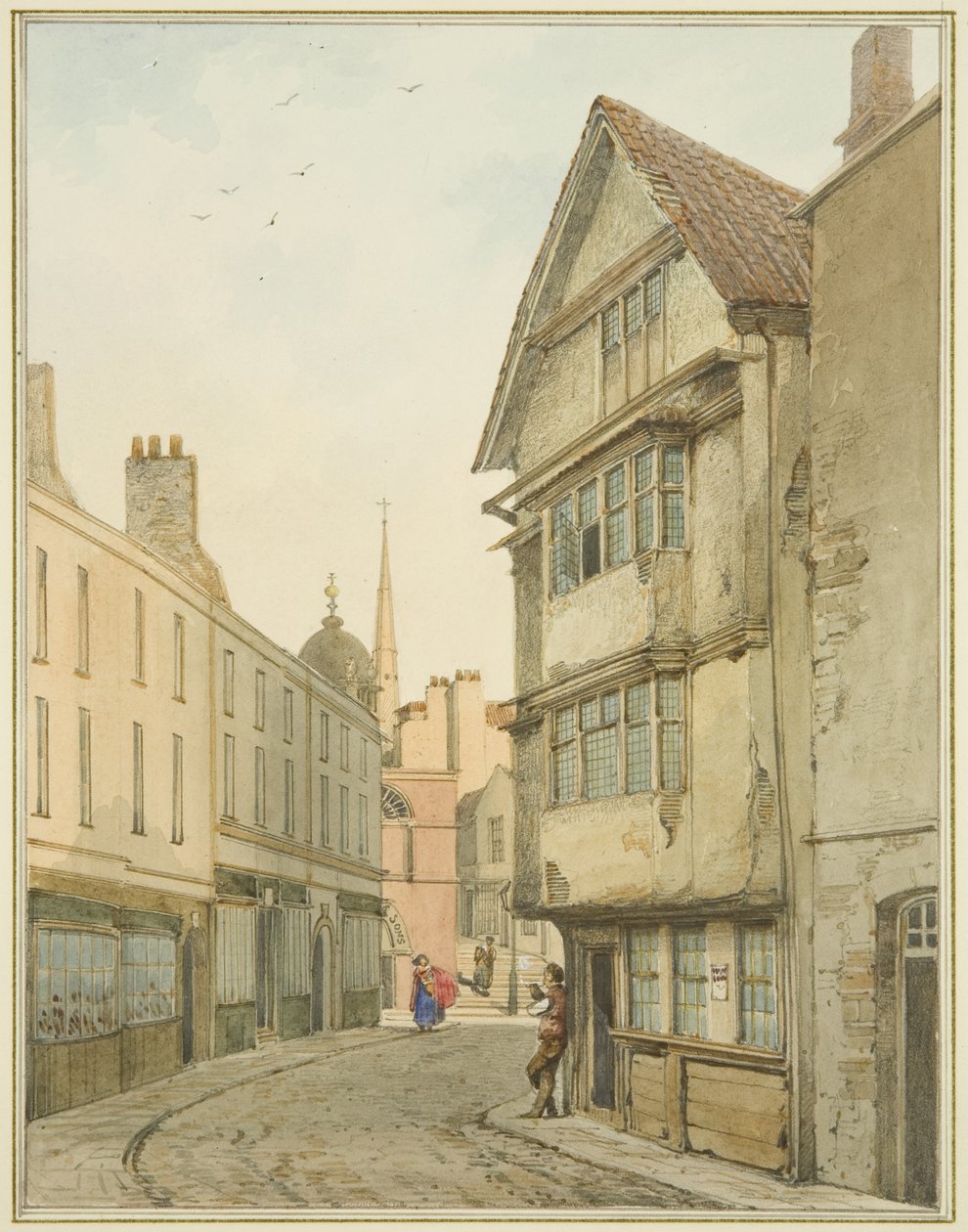 Back Street, ser nordover mot Baldwin Street (akvarell på papir) av Thomas Leeson the Elder Rowbotham