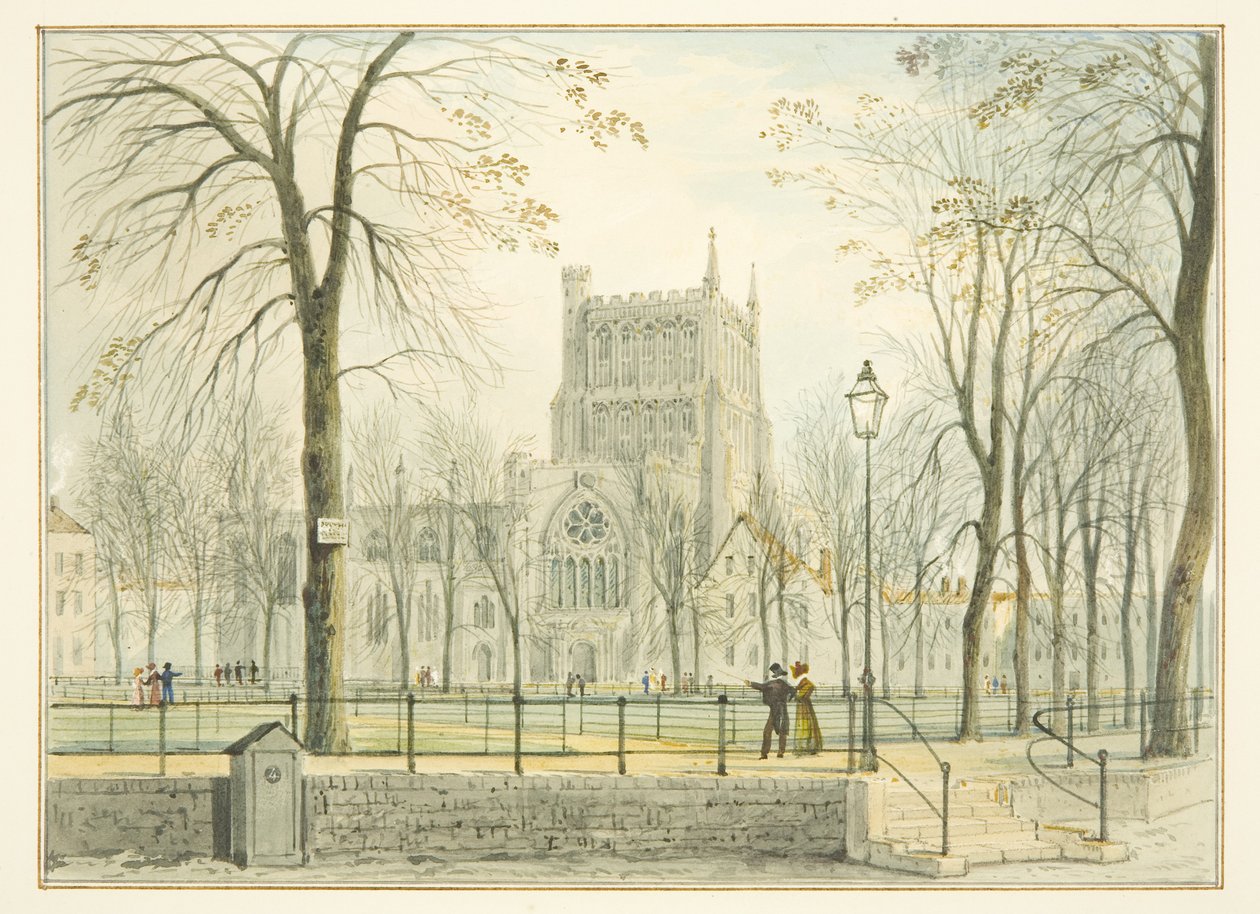 Bristol Cathedral and College Green (akvarell på papir) av Thomas Leeson the Elder Rowbotham