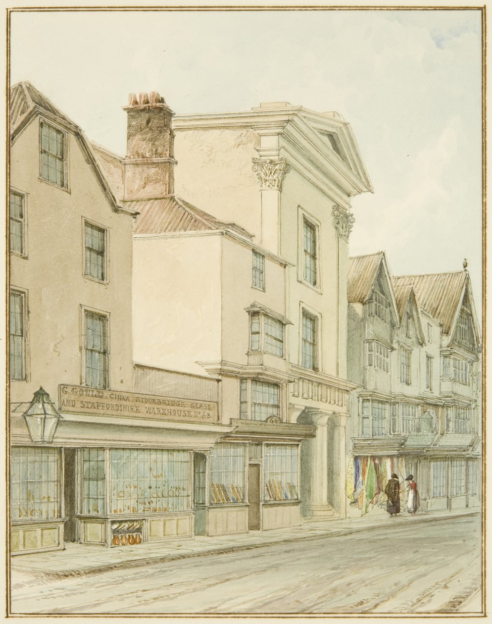 Castle Street (akvarell på papir) av Thomas Leeson the Elder Rowbotham