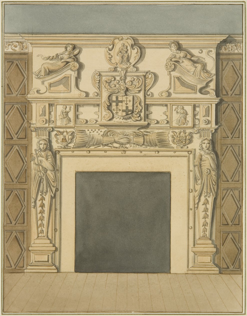Skorstein ved 28 Redcliffe Street (akvarell på papir) av Thomas Leeson the Elder Rowbotham