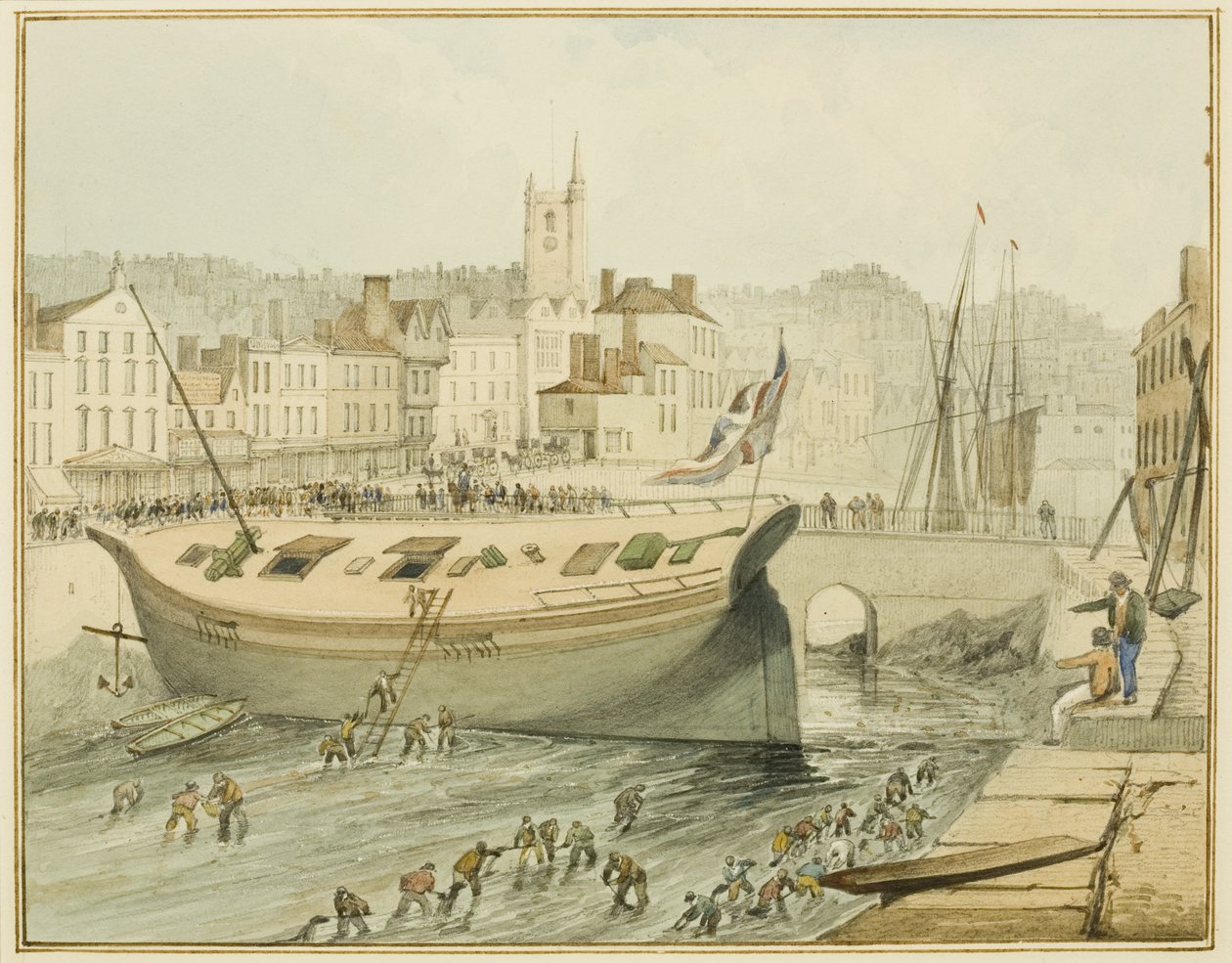 Rengjøring av den flytende havnen, 1828 av Thomas Leeson the Elder Rowbotham