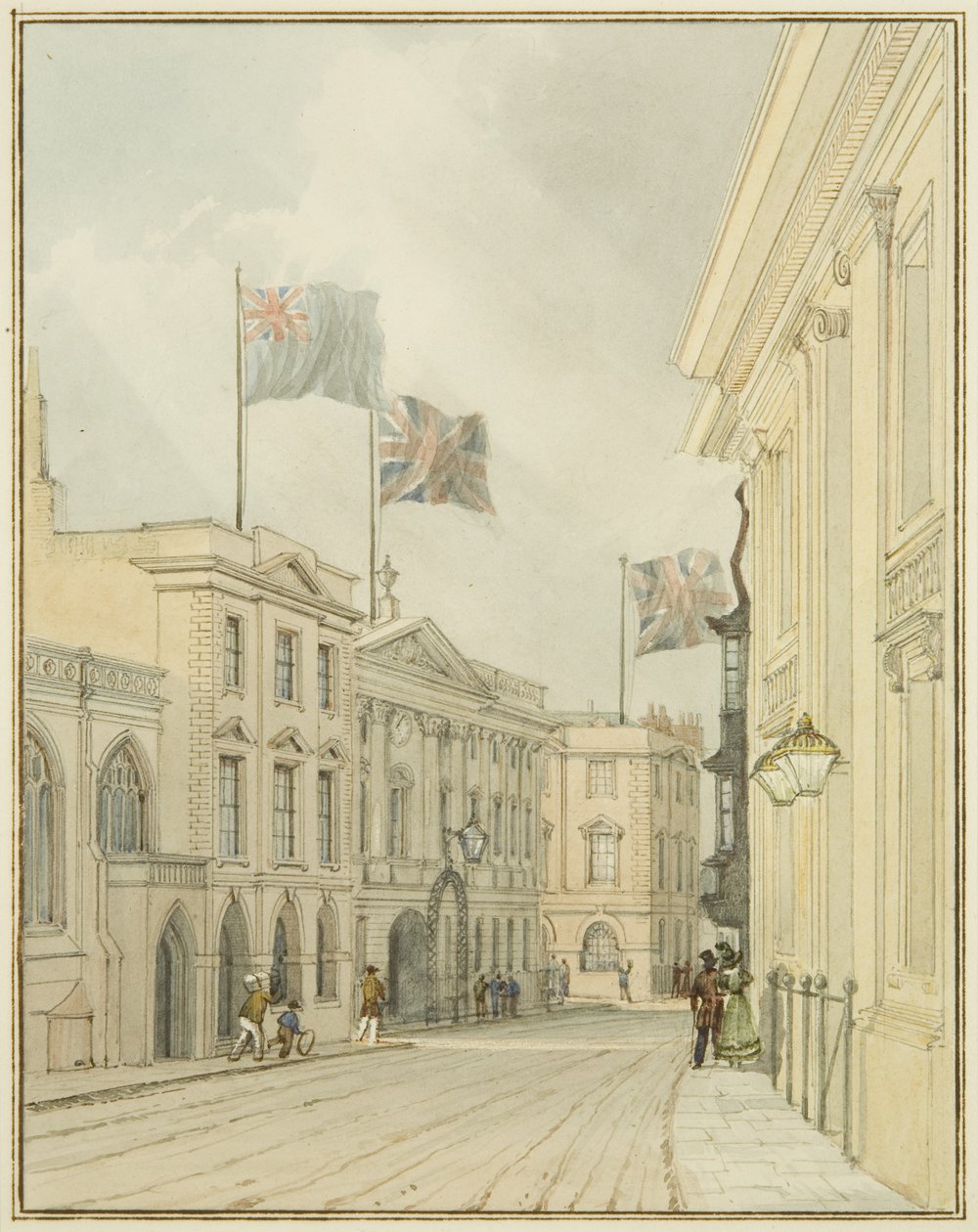 Corn Street fra Council House (akvarell på papir) av Thomas Leeson the Elder Rowbotham