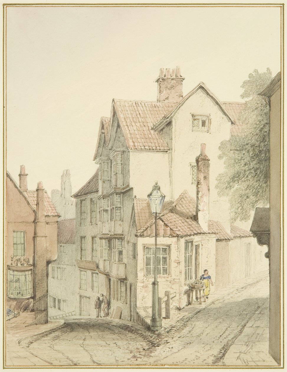Hjørne av Trenchard Lane og Steep Street (akvarell på papir) av Thomas Leeson the Elder Rowbotham