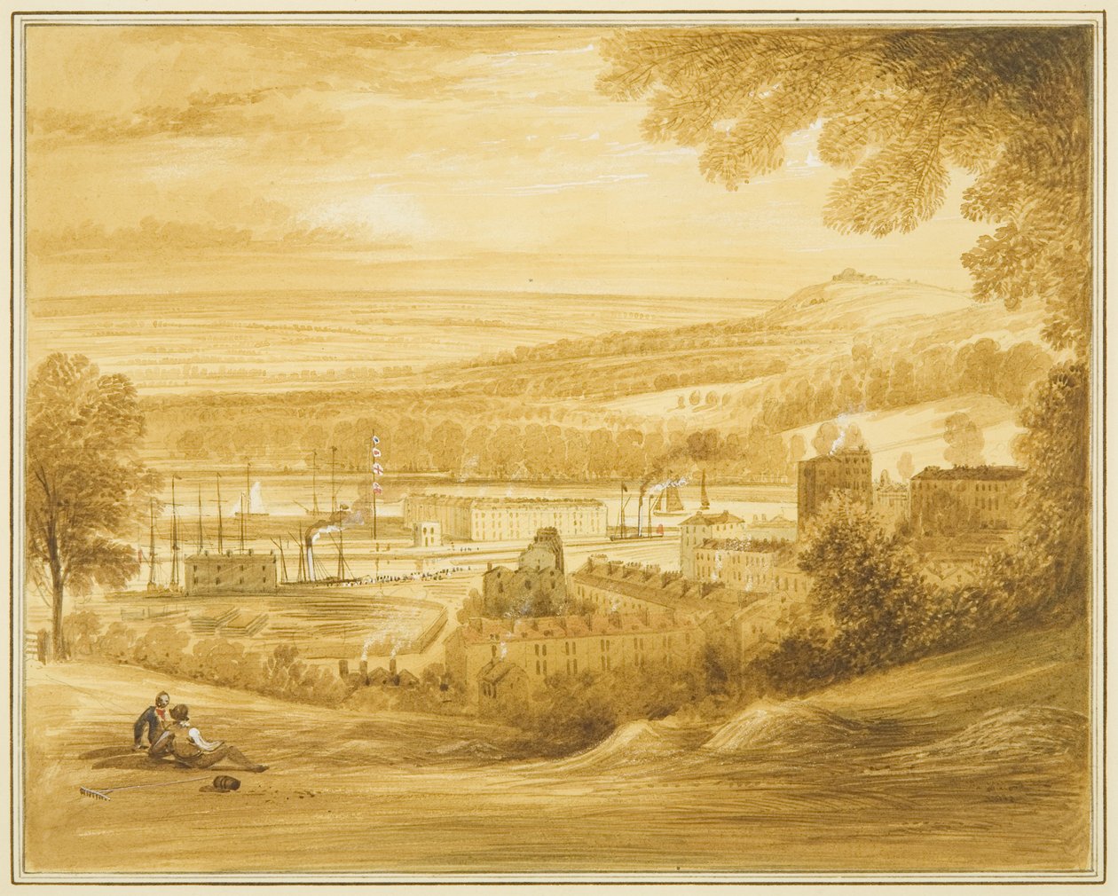 Cumberland Basin sett fra åkeren nær Clifton Church av Thomas Leeson the Elder Rowbotham