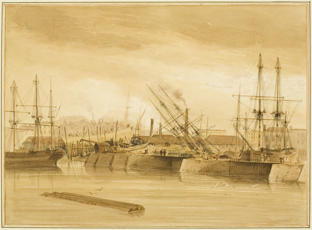 Eastern Wapping Dock, som viser barken 'Avon' på aksjer av Thomas Leeson the Elder Rowbotham