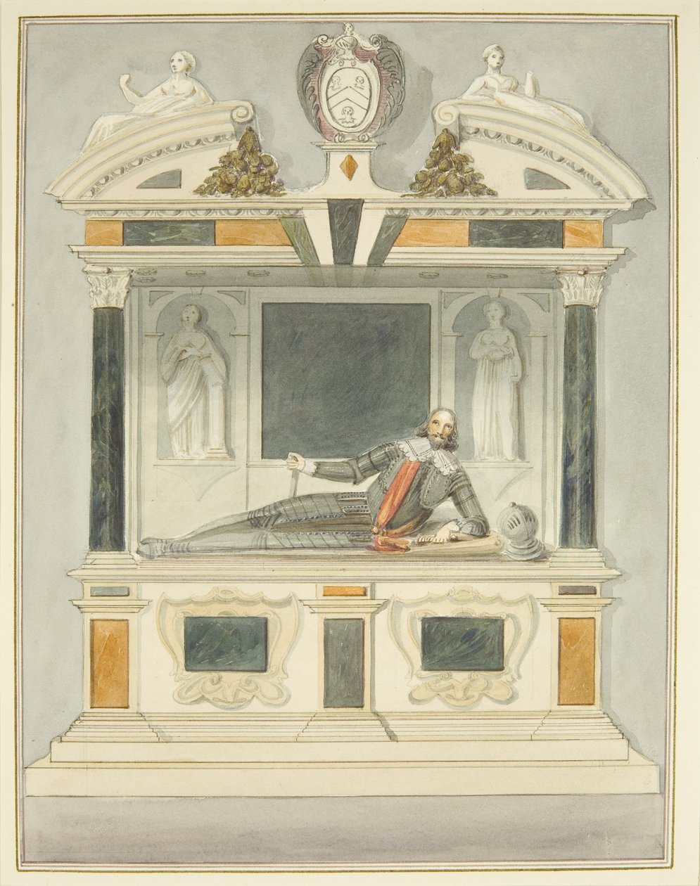 Bilde av Sir Charles Vaughan i Bristol Cathedral (akvarell på papir) av Thomas Leeson the Elder Rowbotham