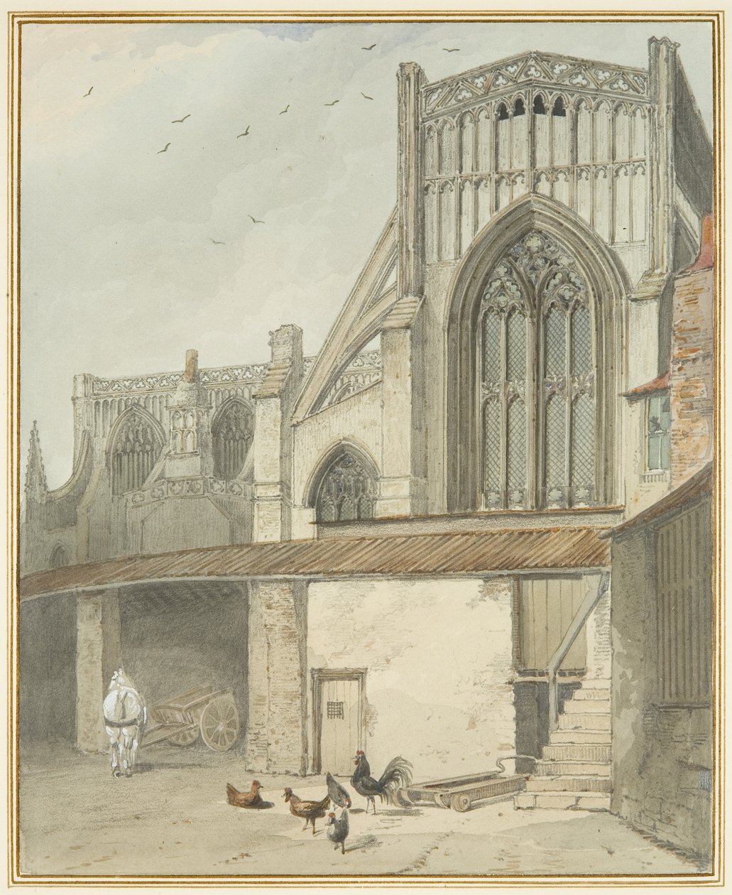 End of North Transept of St Mary Redcliffe (akvarell på papir) av Thomas Leeson the Elder Rowbotham