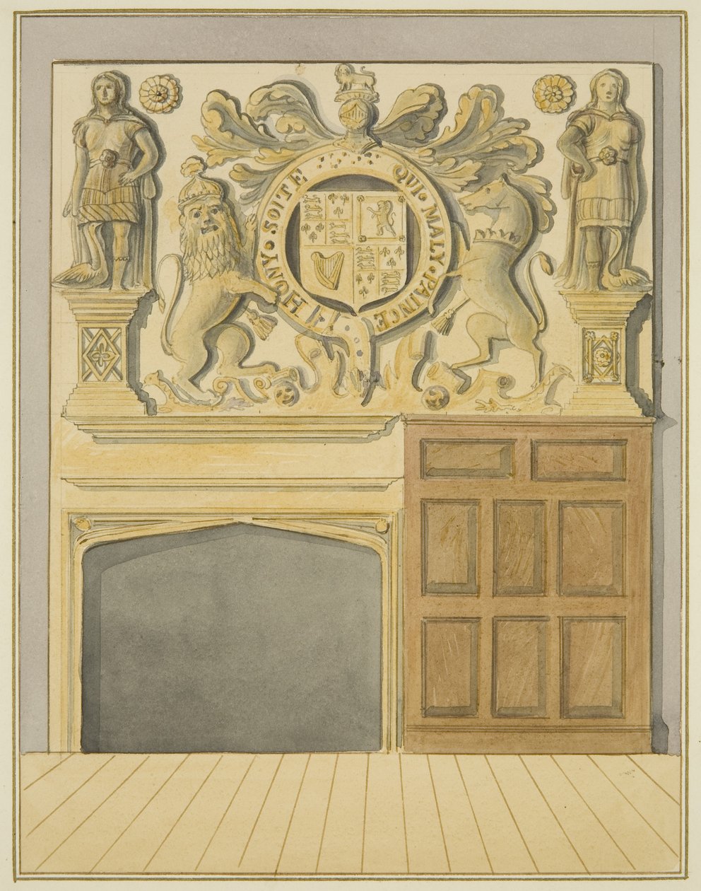 Peis hos Mr. Barne, Counterslip (akvarell på papir) av Thomas Leeson the Elder Rowbotham
