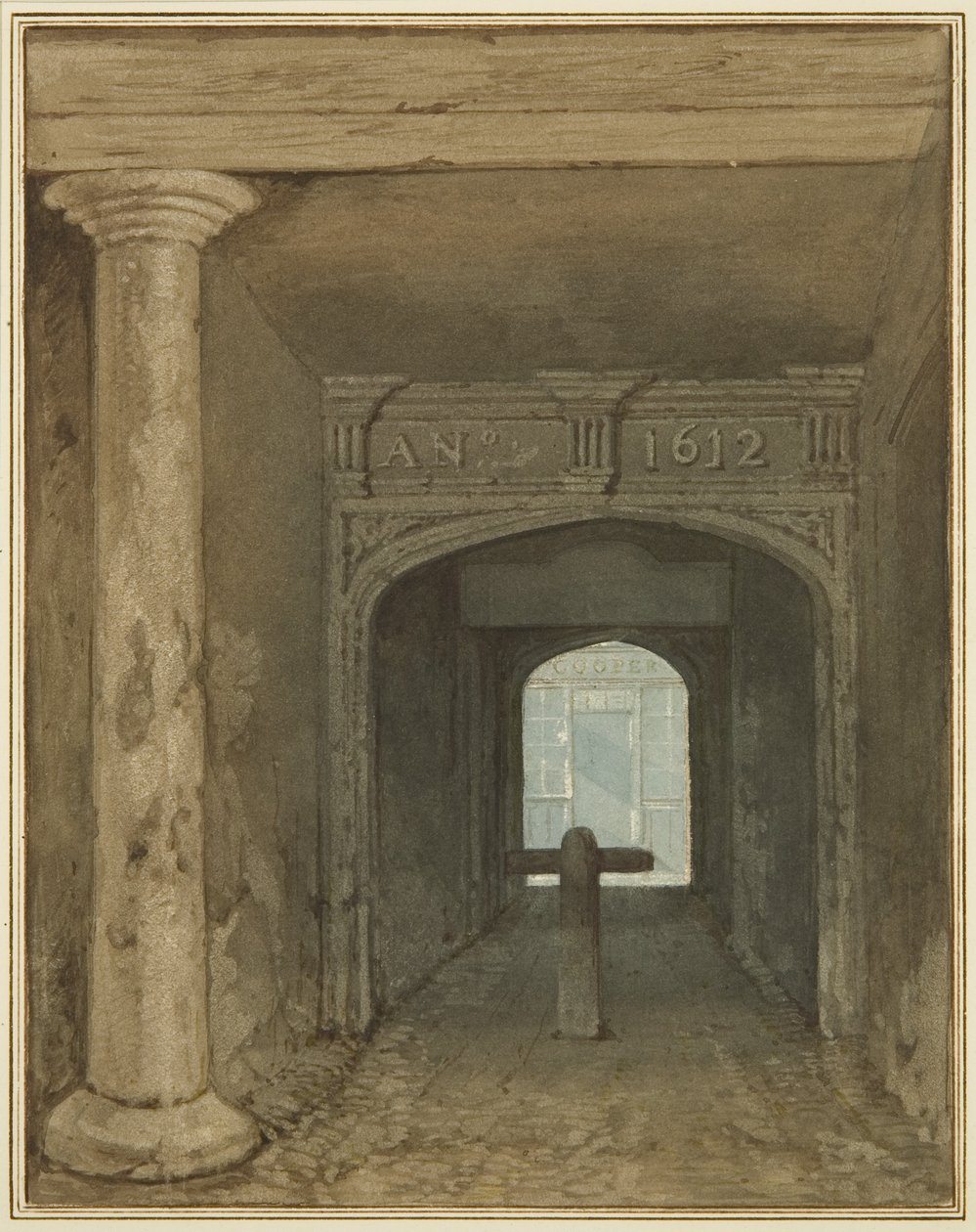 Guard House Passage, Wine Street (akvarell på papir) av Thomas Leeson the Elder Rowbotham