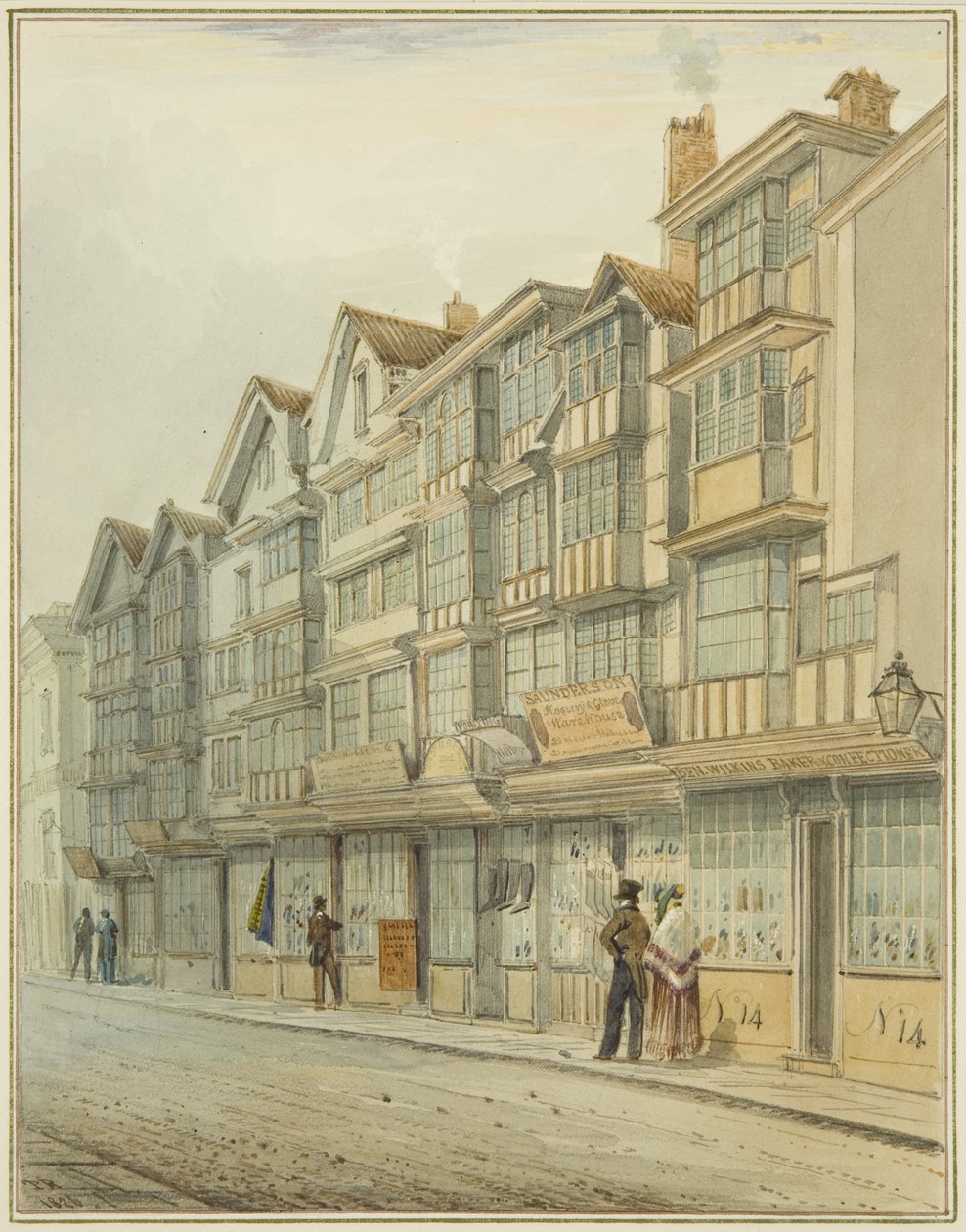Ser opp Broad Street (akvarell på papir) av Thomas Leeson the Elder Rowbotham