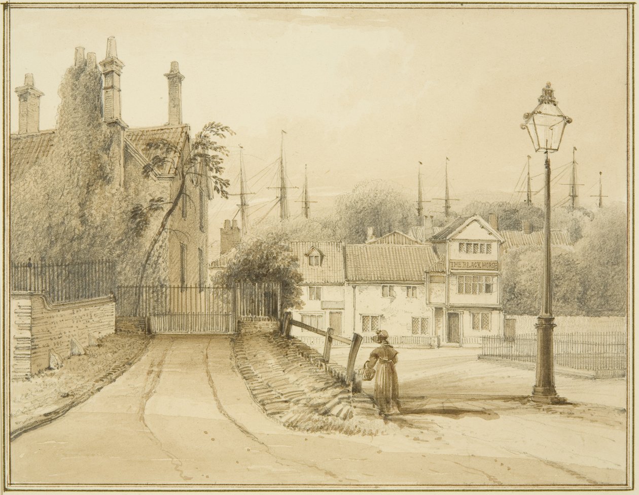 Lower College Green, eller College Square (akvarell på papir) av Thomas Leeson the Elder Rowbotham