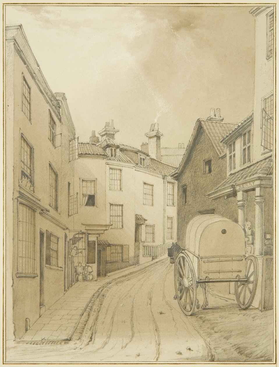 Nedre ende av Griffin Lane (akvarell på papir) av Thomas Leeson the Elder Rowbotham