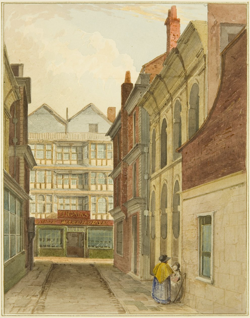 Mary-le-Port Street sett fra Cheese Market (akvarell på papir) av Thomas Leeson the Elder Rowbotham