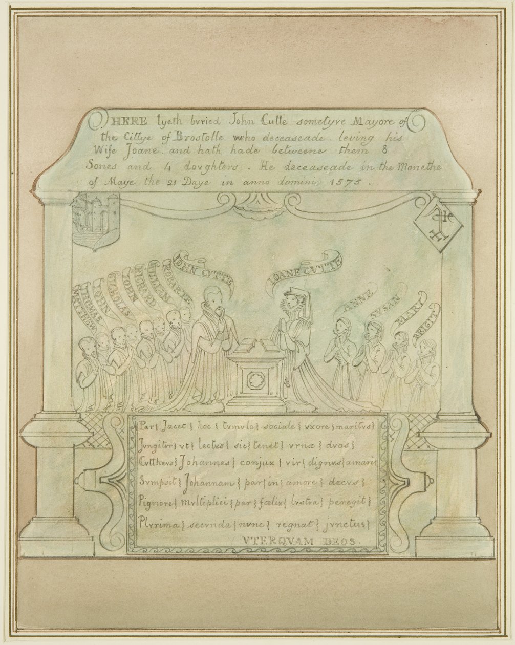 Veggmaleri av John Cutte i Burnett Church av Thomas Leeson the Elder Rowbotham