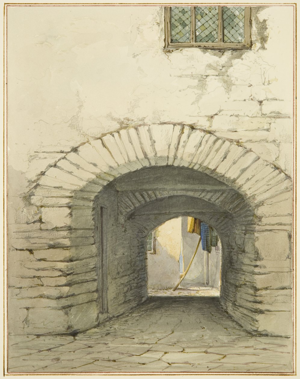 Passage Archway utenfor Marsh Street (akvarell på papir) av Thomas Leeson the Elder Rowbotham