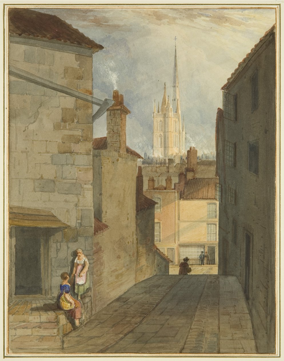 Skritt fra Trenchard Lane til Host Street (akvarell på papir) av Thomas Leeson the Elder Rowbotham