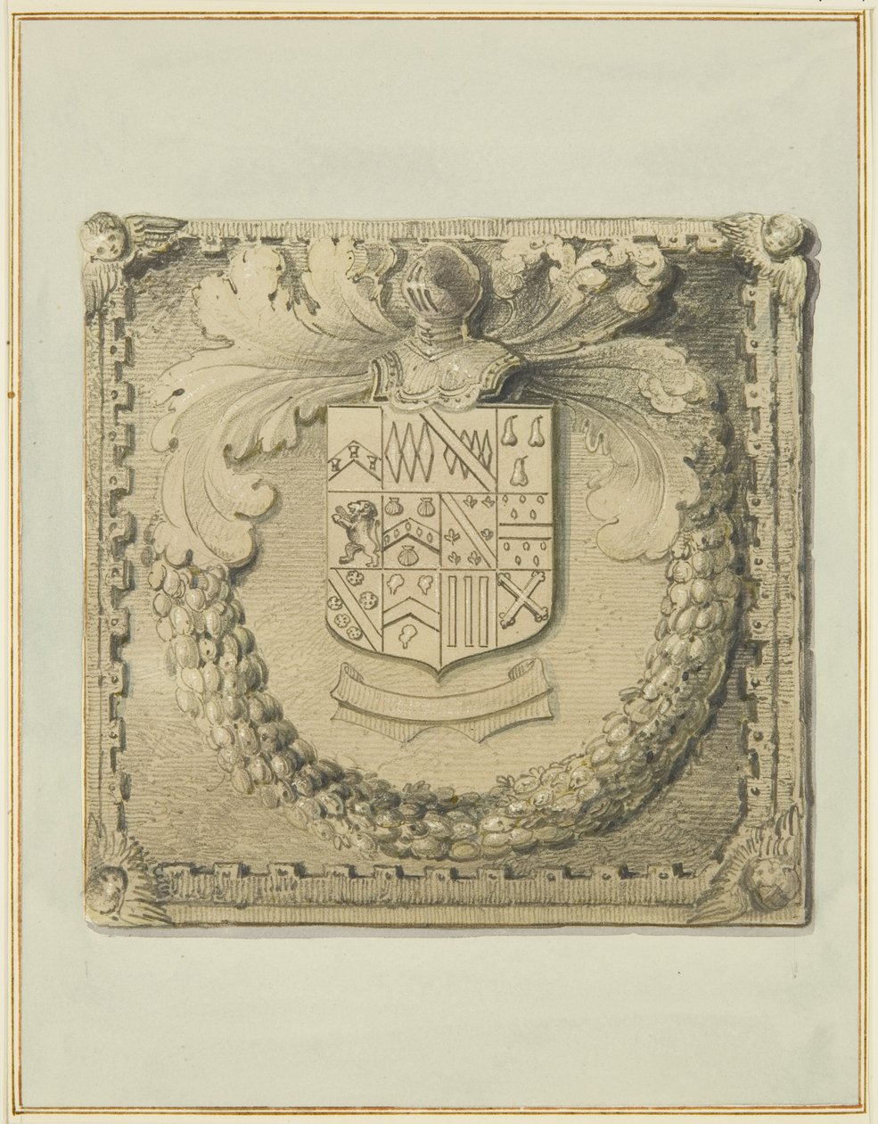 Steinvåpenskjold over North Door of Barr