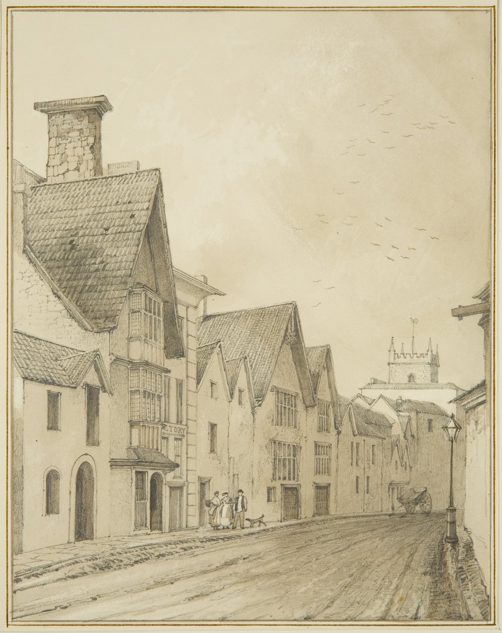 Temple Back (blyant og akvarell på papir) av Thomas Leeson the Elder Rowbotham