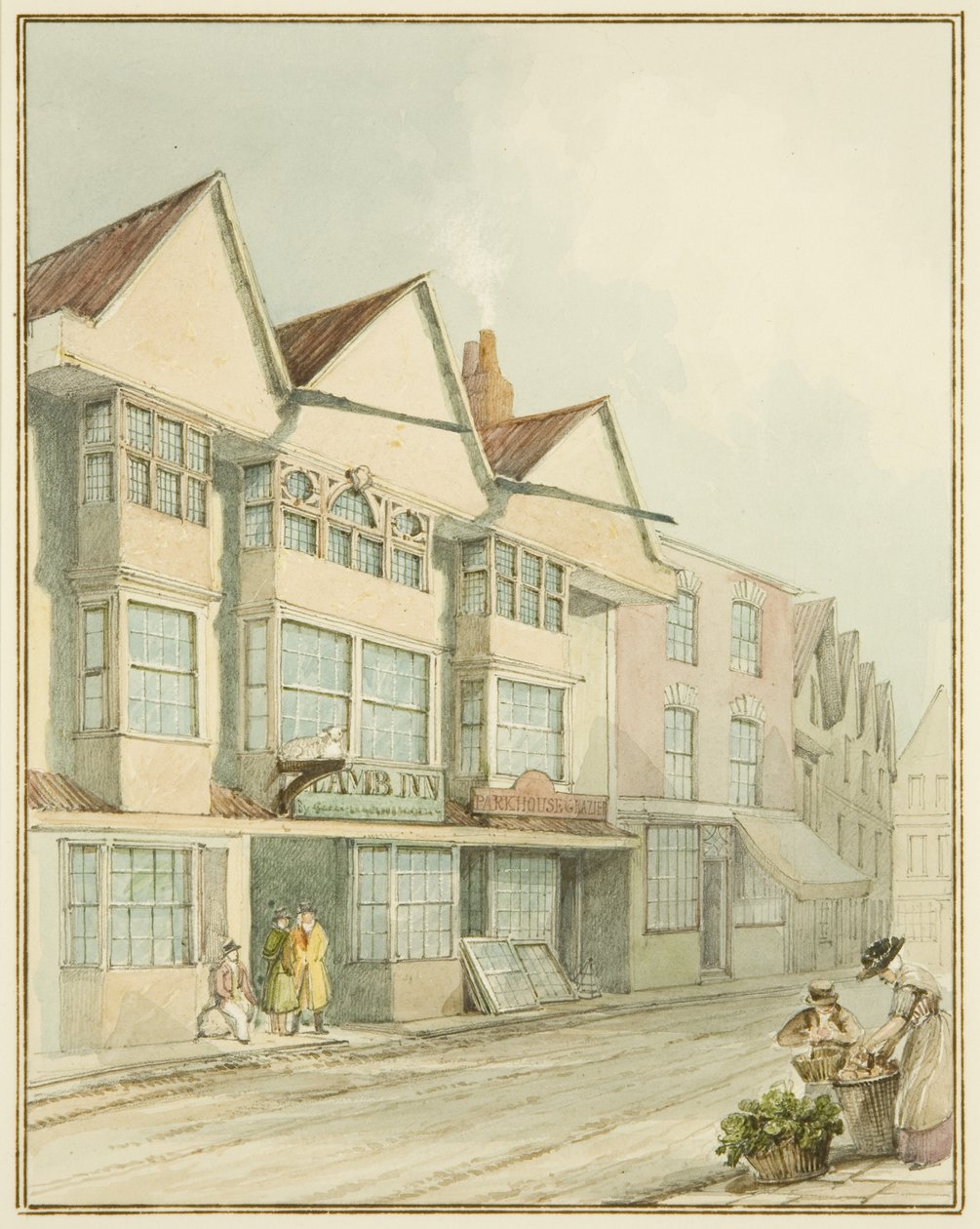 The Lamb Inn, West Street (akvarell på papir) av Thomas Leeson the Elder Rowbotham