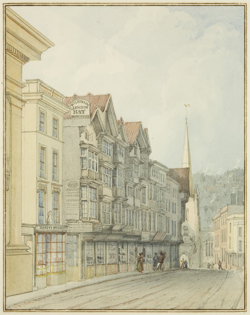Vestsiden av Broad Street (akvarell på papir) av Thomas Leeson the Elder Rowbotham