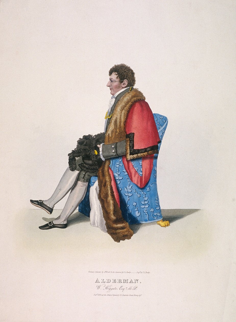 Rådmann Sir William Heygate, sittende og i borgerdrakt som viser kappe og hatt, 1825 av Thomas Lord Busby