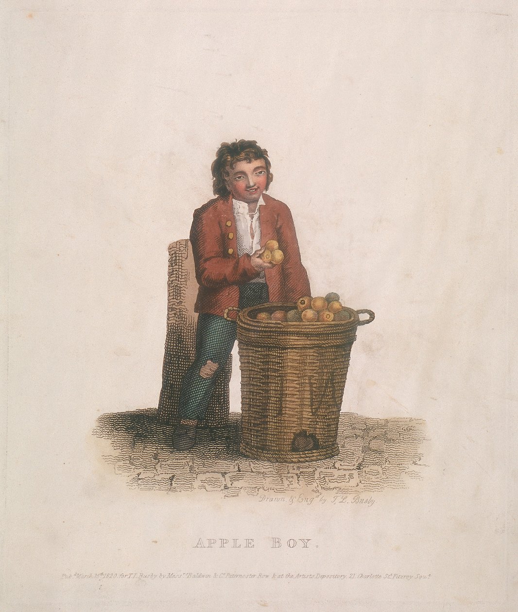 Epleselger med en stor kurv med frukt, 1820 av Thomas Lord Busby