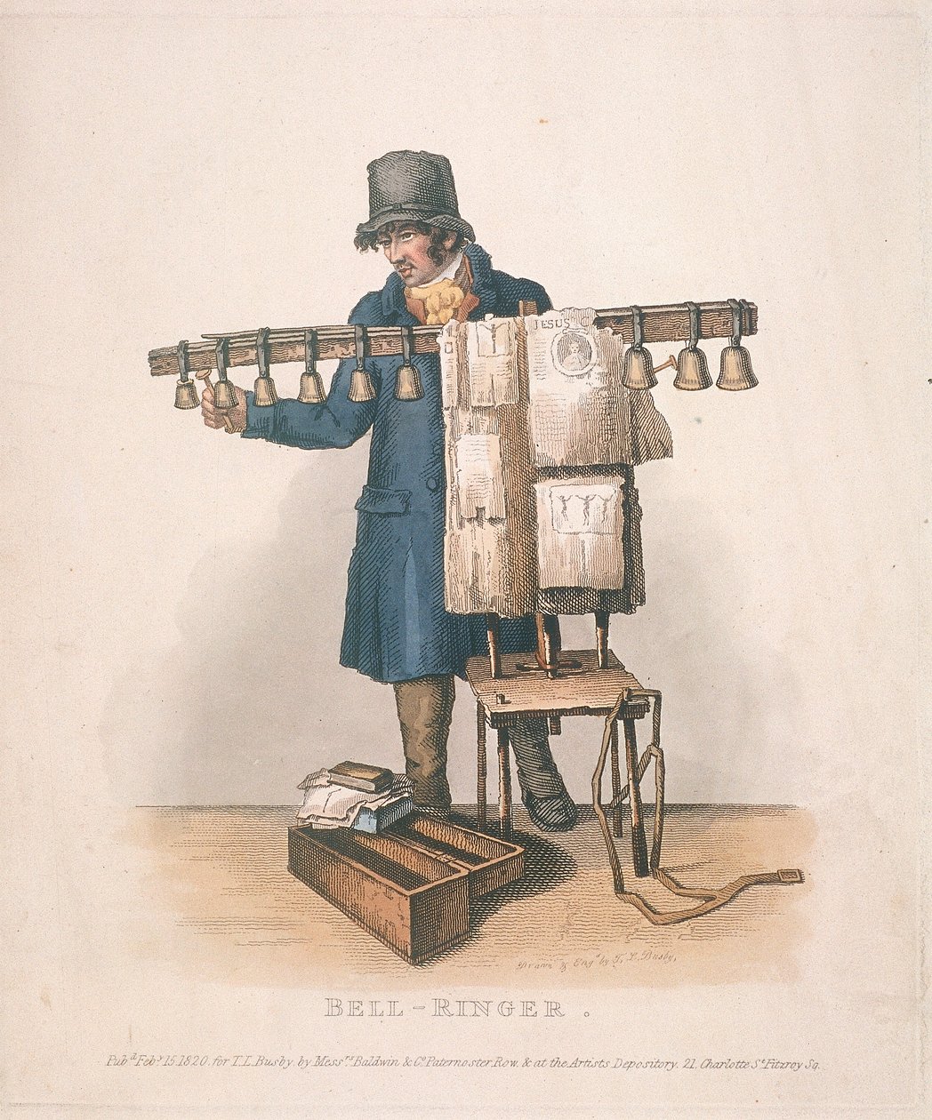 Klokker med stativet for klokkene sine, 1820 av Thomas Lord Busby