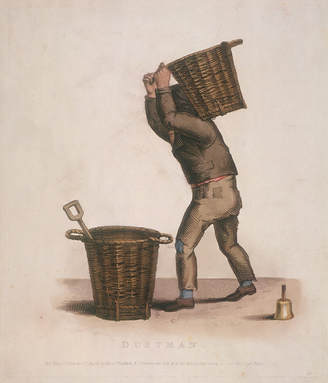 Dustman bærer en kurv med avfall på ryggen, 1820 av Thomas Lord Busby