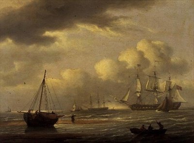En indianer i opphold, og båter utenfor sørkysten av Thomas Luny