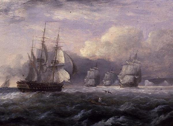 Running Before a Stiff Breeze - North Foreland, Coast of Kent av Thomas Luny