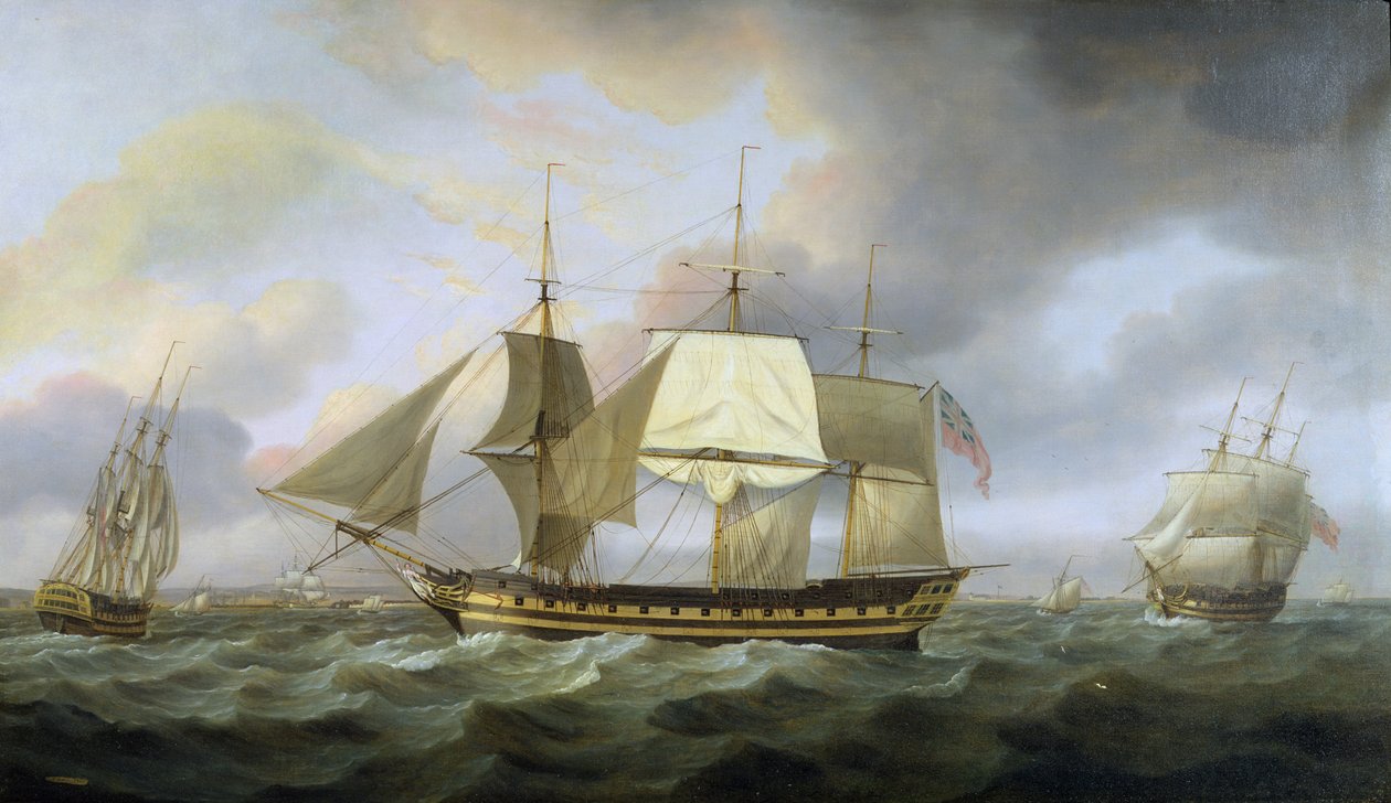 The Honorable EI Company's Ship 'Belvedere', kaptein Charles Christie Commander, 1800 av Thomas Luny