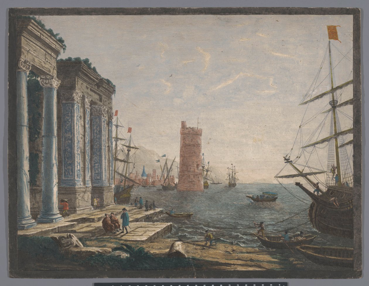 Utsikt over en havn med skip og båter på vannet av Thomas Major