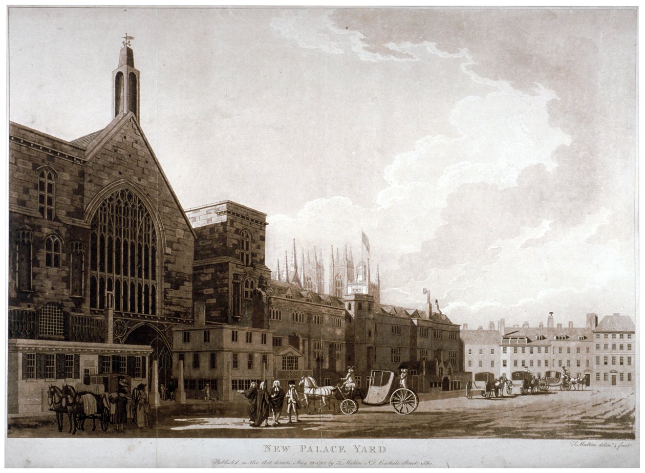 New Palace Yard og inngangen til Westminster Hall, London, 1782. av Thomas Malton II