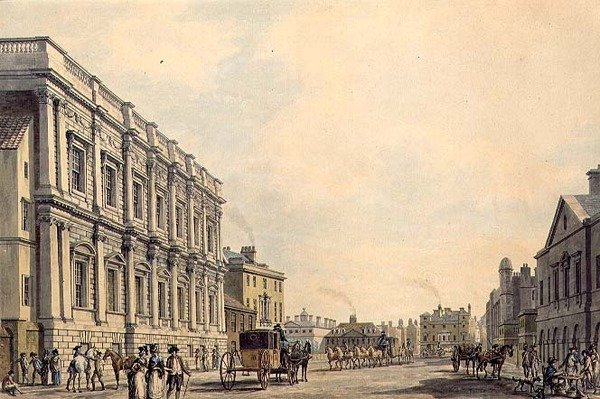 Whitehall med Birmingham House av Thomas Malton Jnr.