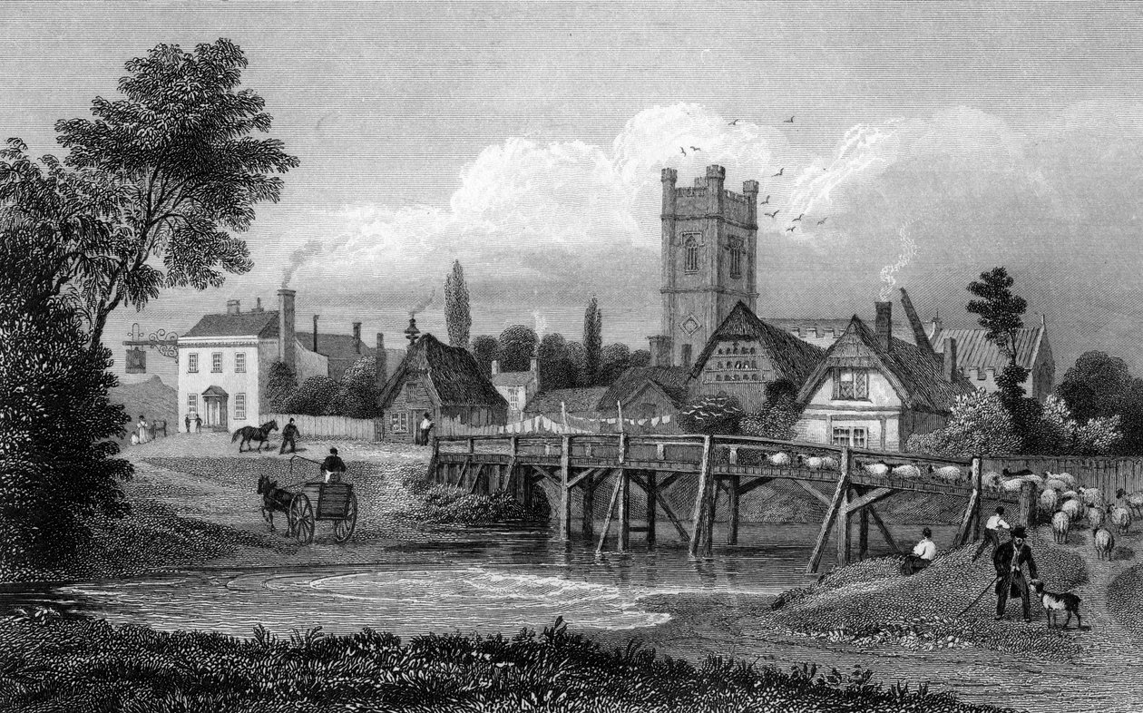 Easton, nær Great Dunmow, Essex, gravert av Henry Adlard, 1832 av Thomas Mann Baynes