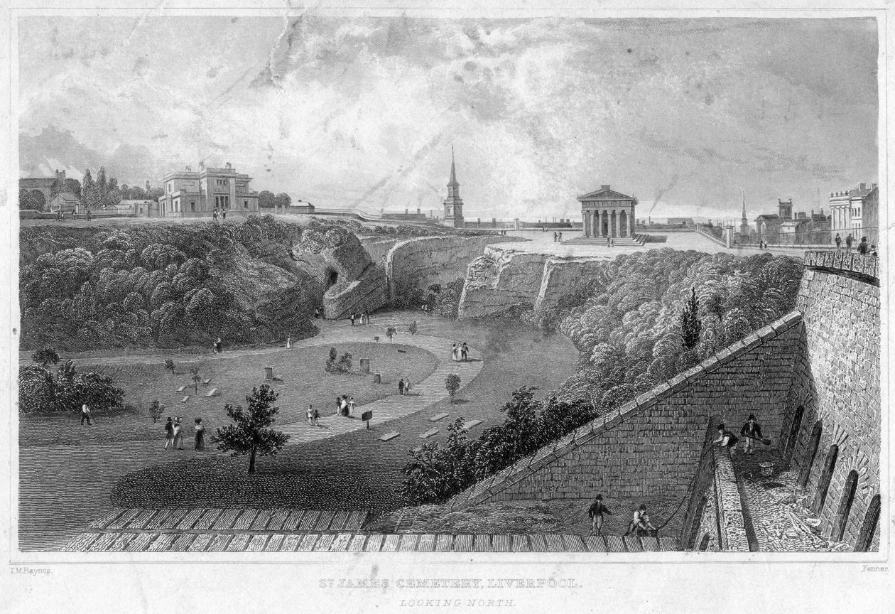 St James Cemetery, Liverpool, ser nordover, 1800-tallet. av Thomas Mann Baynes