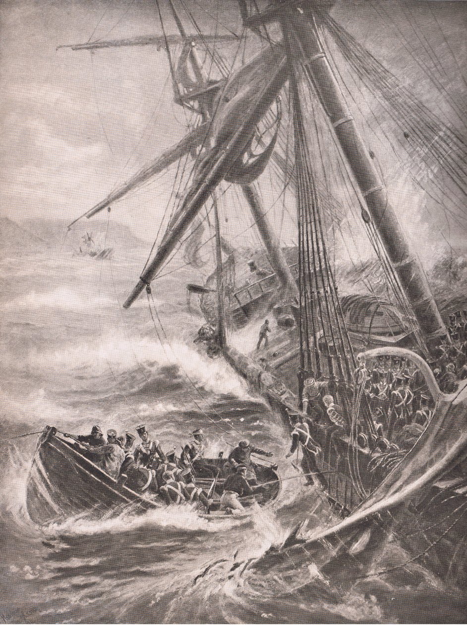 Disiplin, tapet av 'Abercrombie Robinson' i Table Bay 1842, Bibbys Annual av Thomas Marie Madawaska Hemy