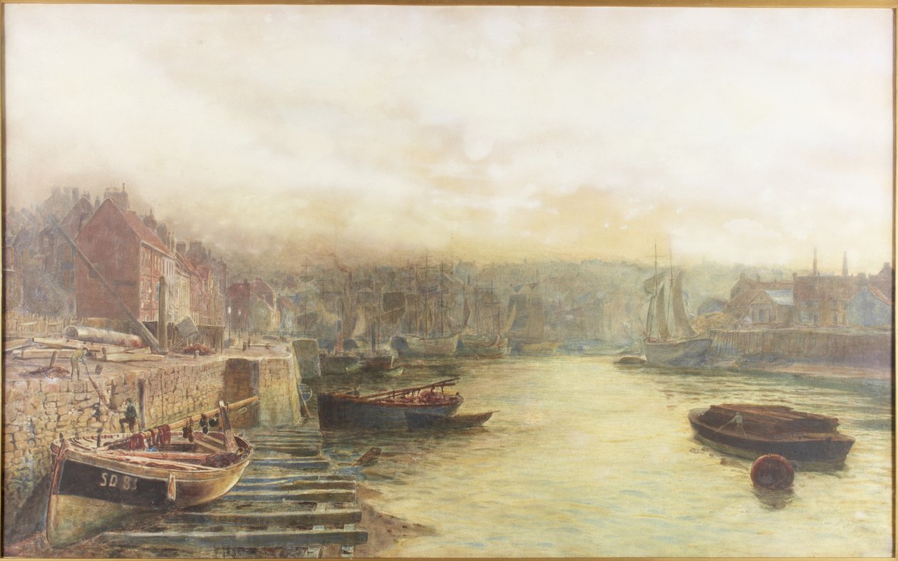 River Wear, North Bank ser vestover fra tollhuset (akvarell på papir) av Thomas Marie Madawaska Hemy
